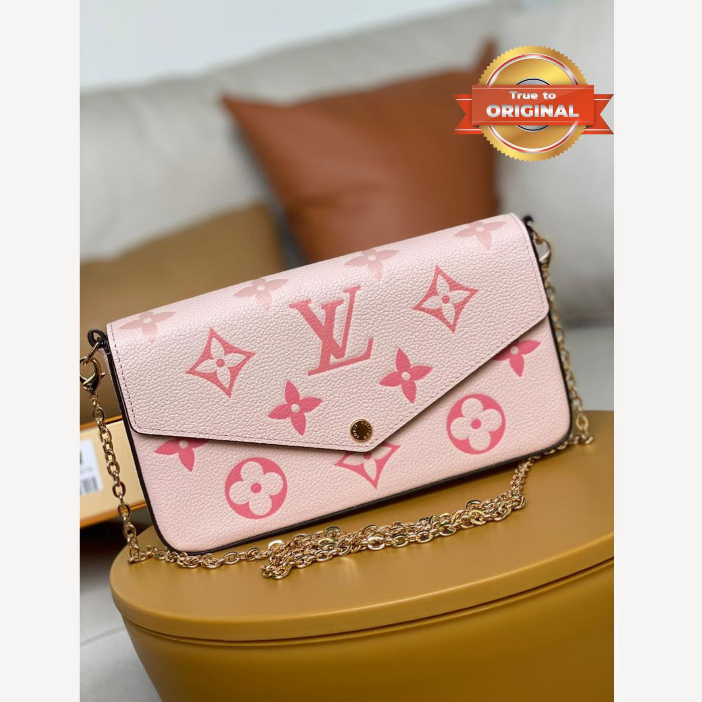 [True-to-ORIGINAL] Louis Vuitton Felicie Pochette Monogram Pink For Women 8.3in/21cm